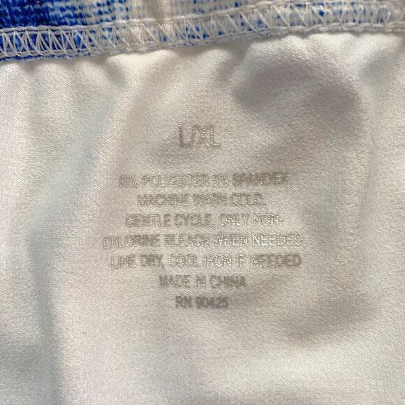 Base Layer Pants Womens L/XL Leggings Blue/Off-White Abstract Pattern 20” Inseam - Picture 6 of 9